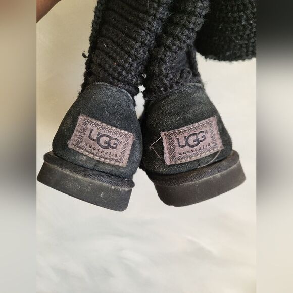 UGG Australia Women Classic Cardy Knit Tall Sweater Boot Black S/N 5819 Size 6 - Picture 6 of 12